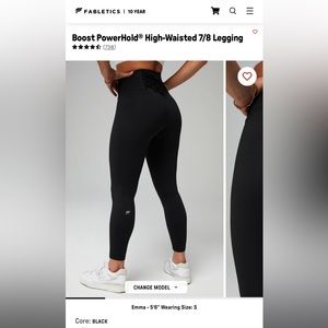 NWT Fabletics Boost Power Hold 7/8 Legging Black Small